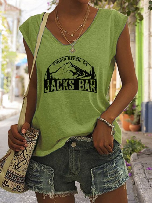Women's River Bar Print Sleeveless T-Shirt