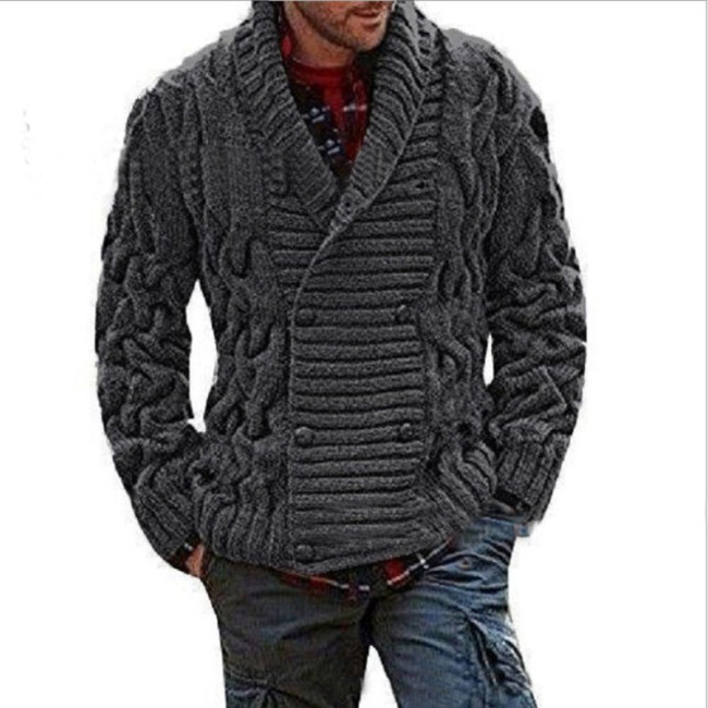Crochet Double-Breasted Cardigan For Men