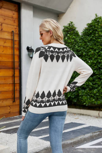 Women's Sweater Cozy Vision Printed Raglan Sleeve Ribbed Trim Sweater