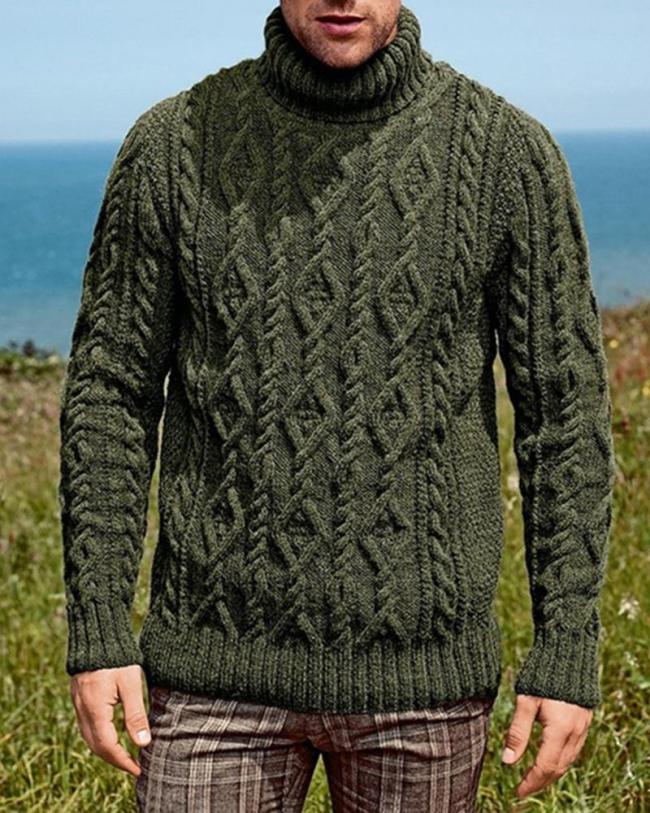 Men's Casual Sweaters Cable Knit Pullover Sweater