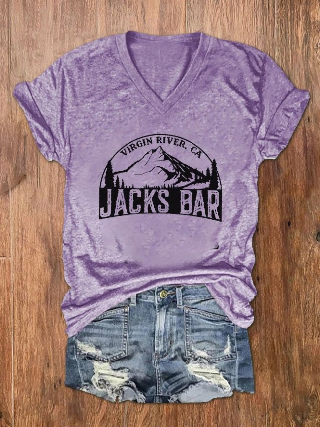 Women's River Bar Print V-Neck T-Shirt