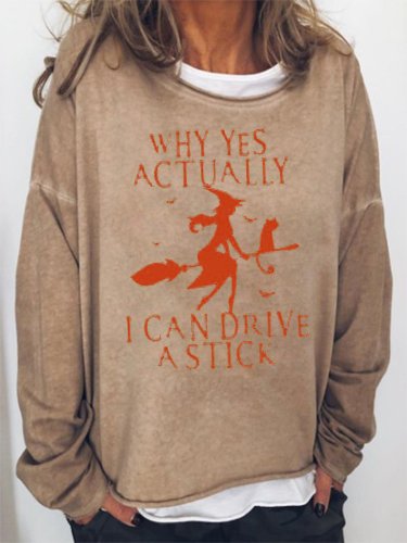 Yes I Can Drive A Stick Halloween Sweatshirts Fall Long Sleeve Top