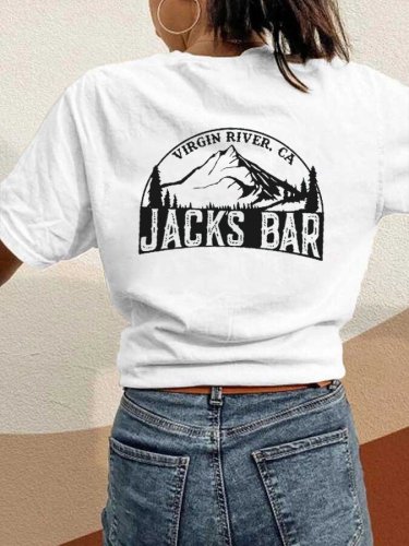 Women's River Bar Print T-Shirt(Double-sided printing)