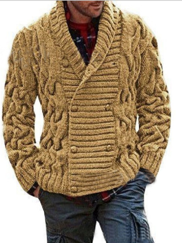 Crochet Double-Breasted Cardigan For Men