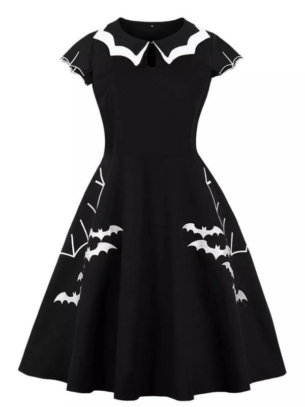 Hallowen Dress Bat Queen Dress Black Plus Size Bat Swing Party Dress
