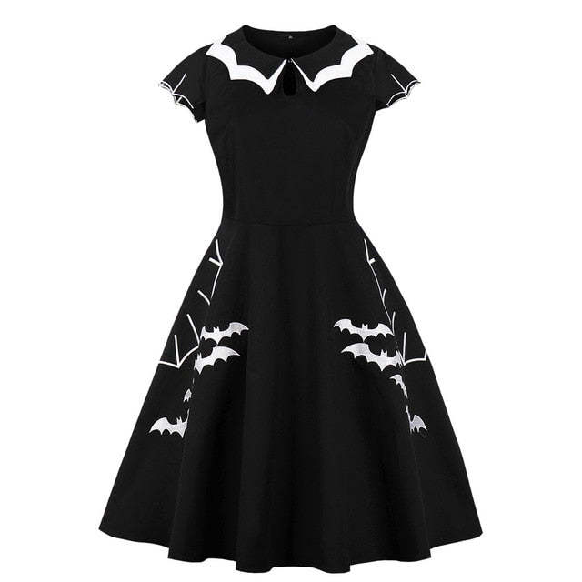 Hallowen Dress Bat Queen Dress Black Plus Size Bat Swing Party Dress