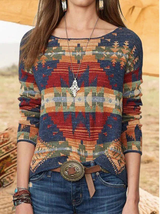 Women's Graphic Print Casual Long Sleeve Pullover T-shirt