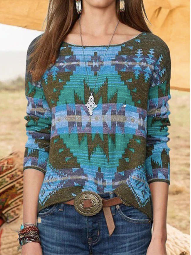 Women's Graphic Print Casual Long Sleeve Pullover T-shirt