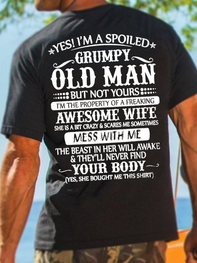 Grompy Old Man Awesome Wife Cotton Short Sleeve Tshirt