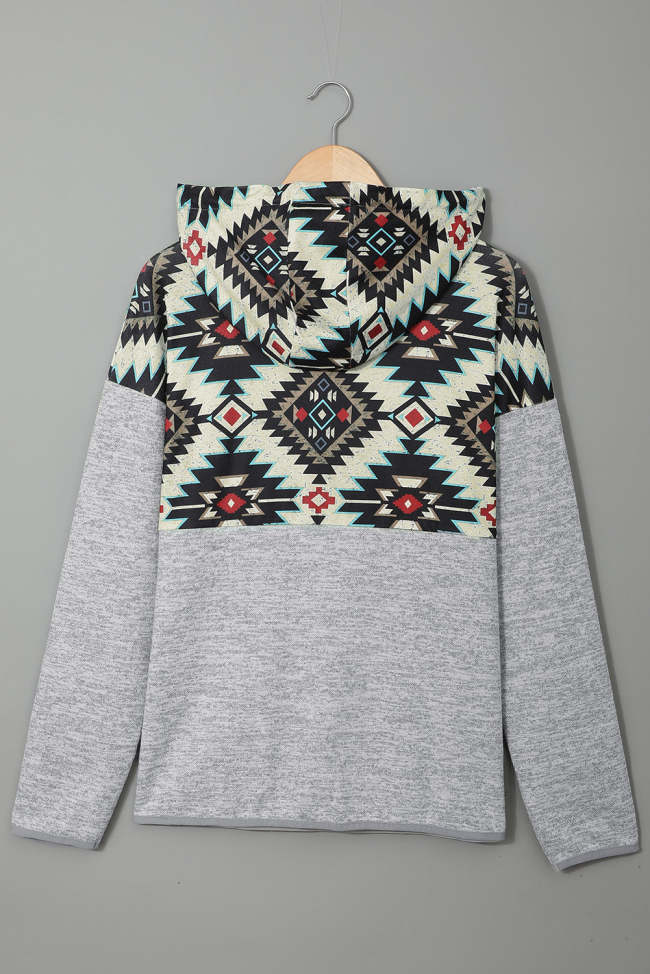 Aztec Tribal Geometric Print Hoodies with Pocket