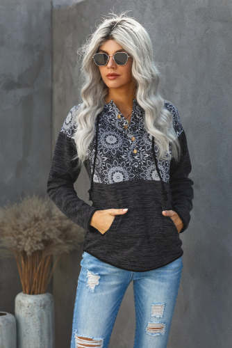 Tribal Aztec Print Vintage Pocket Hoodie