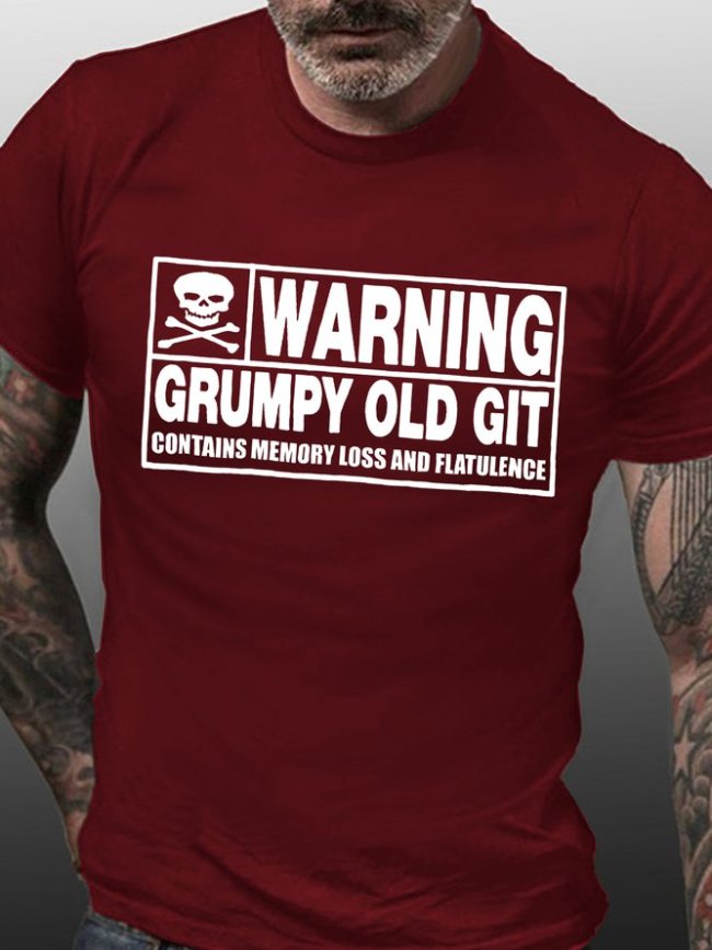 Mens Funny Novelty T Shirt Warning, Grumpy Old Git Joke Birthday Dad Grandad Tee