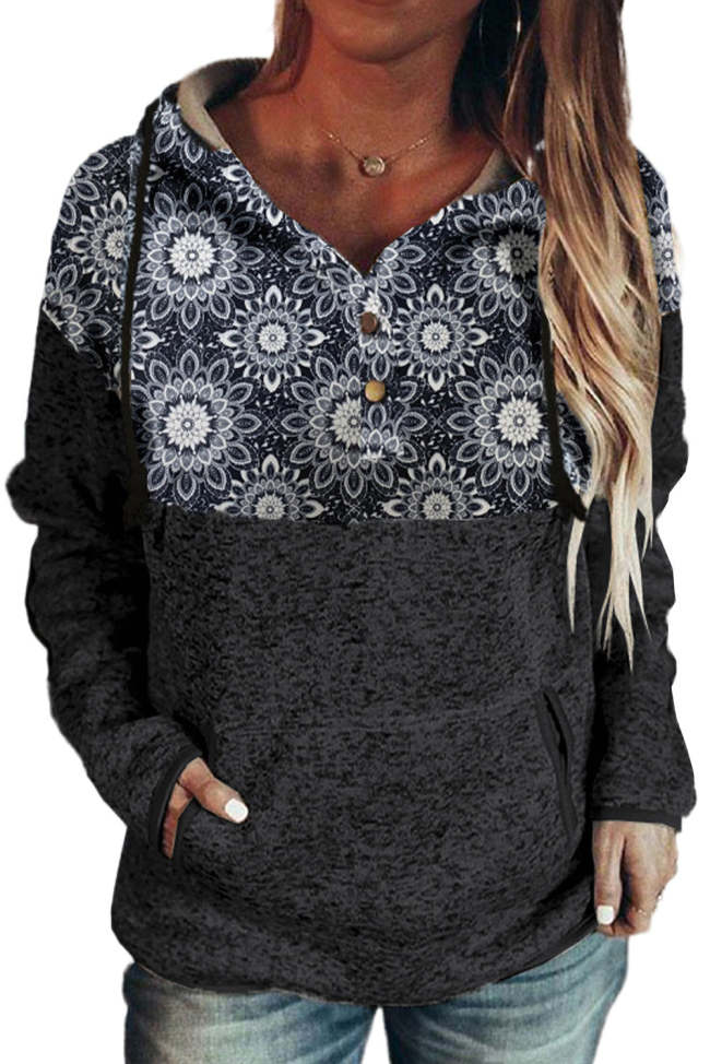 Tribal Aztec Print Vintage Pocket Hoodie