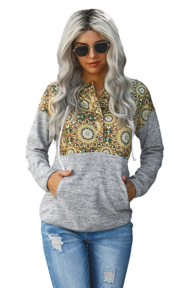 Tribal Aztec Print Vintage Pocket Hoodie