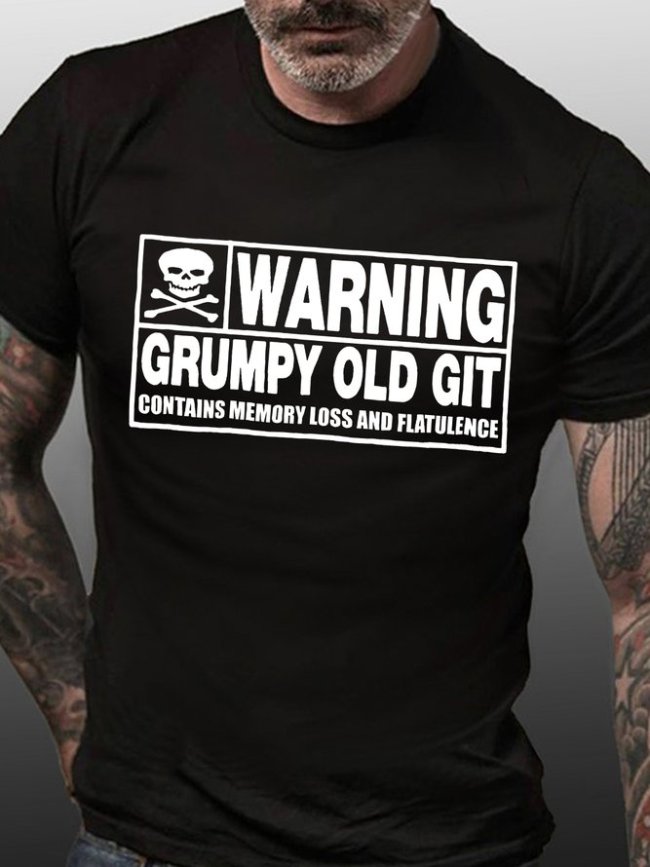 Mens Funny Novelty T Shirt Warning, Grumpy Old Git Joke Birthday Dad Grandad Tee