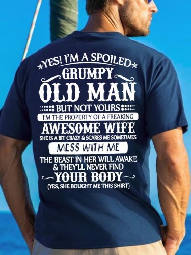 Grompy Old Man Awesome Wife Cotton Short Sleeve Tshirt