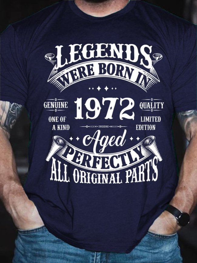 Vintage Legends Born In 1972 50 Years Old Casual Short Sleeve Shirts & Tops