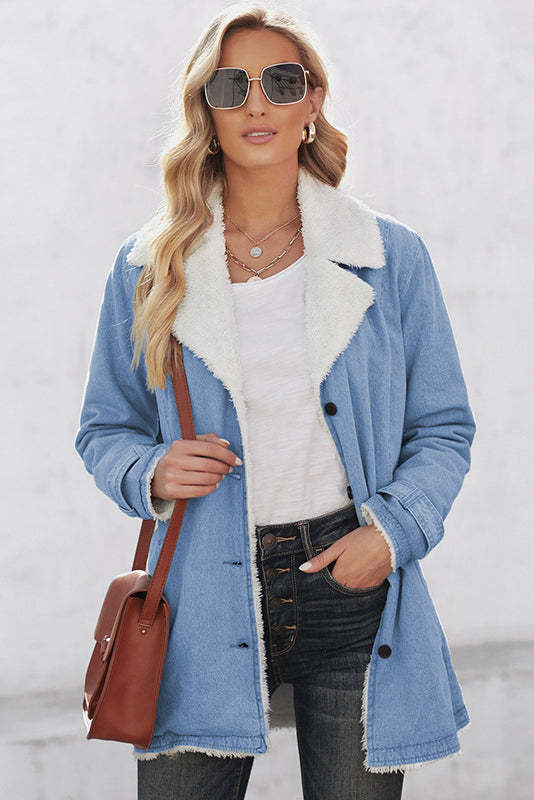 Turn-Down Collar Sherpa Coat