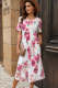 Floral Round Neck Midi Dress with Pockets