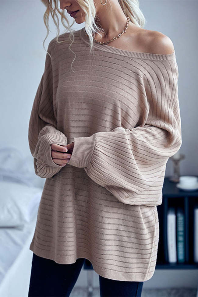 Horizontal Ribbed Slouchy Sweater