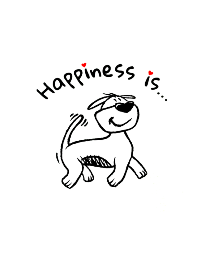 Happiness Is... Dog Print V-Neck T-Shirt