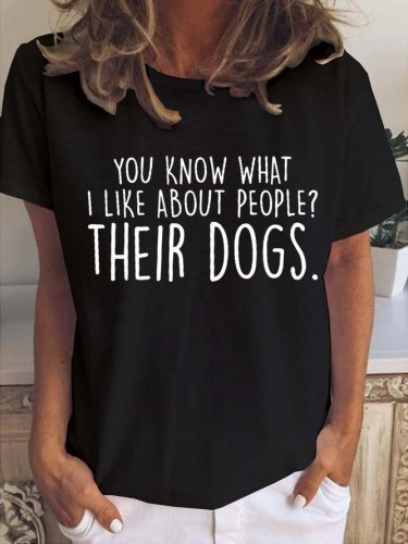 Funny Dog Casual Cotton Blends Tops