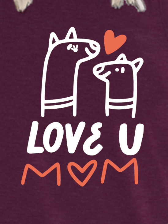 Mother‘s Day Pets Dog Cute Letter Short Sleeve Tops
