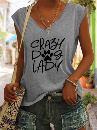 Crazy Dog Lady Funny V-neck Tank Top