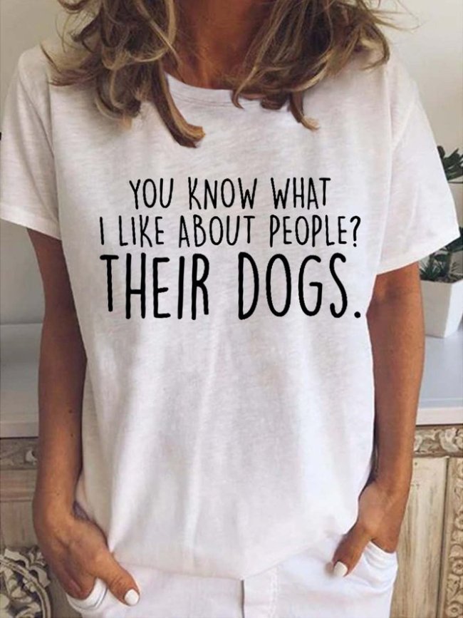 Funny Dog Casual Cotton Blends Tops