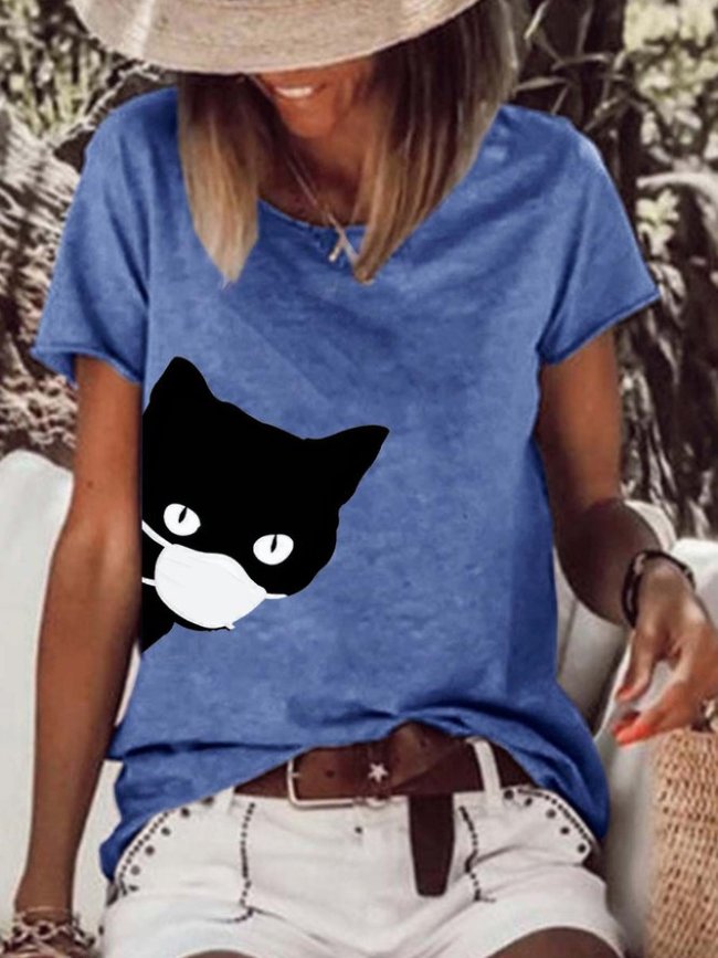 Cute Vaccinated Cat Casual Tops