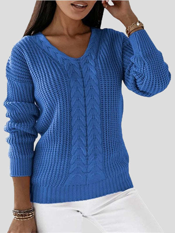 Women's Sweaters Solid V-Neck Long Sleeve Casual Sweater 5 Colors