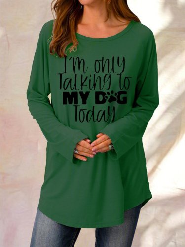 I M Only Talking To My Dog Today Letter Crew Neck Knitting Dress