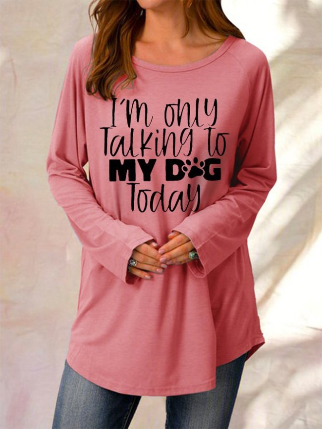 I M Only Talking To My Dog Today Letter Crew Neck Knitting Dress