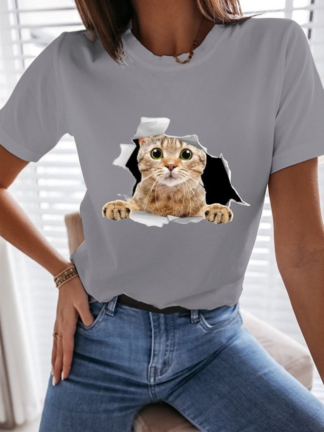 3D Cat Graphic Tee