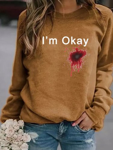 Women's Halloween Humor Funny Print Long Sleeve Sweatshirt