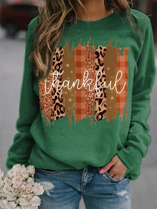 Fashion Leopard Print Long Sleeve Crew Neck Sweatshirt