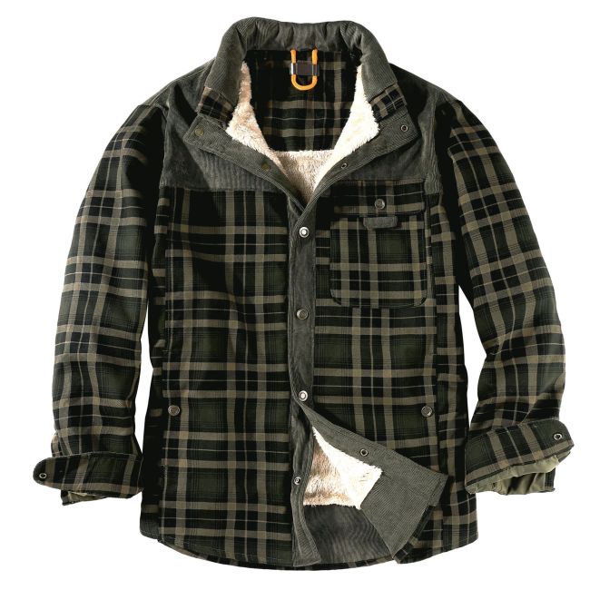 Men's Jacket Stand Collar Warm Fleece Fuzzy Plaid Jacket Coat