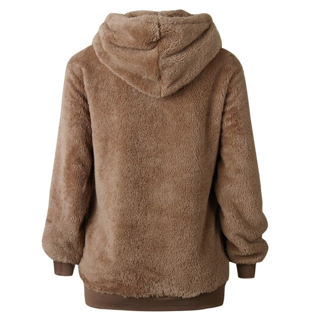 Women's Sweatshirt Fuzzy Comfy Drawstring Hooded Front Pocket Hoodie Sweatshirt
