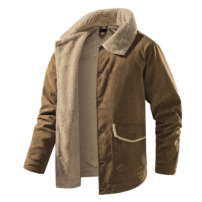Men's Jacket Lamb Fleece Jacket Lapel Collar Casual Loose Corduroy Jacket