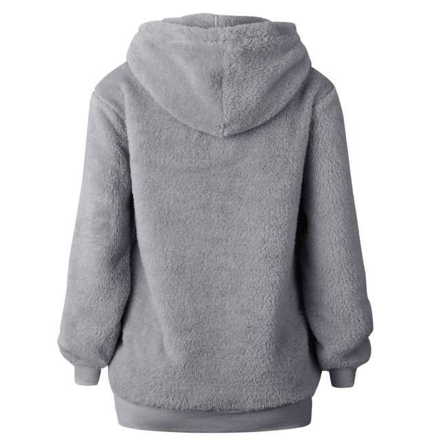 Women's Sweatshirt Fuzzy Comfy Drawstring Hooded Front Pocket Hoodie Sweatshirt