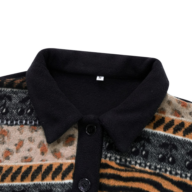Women's Jacket Leopard Printed Button Front Shirt Jacket Coat