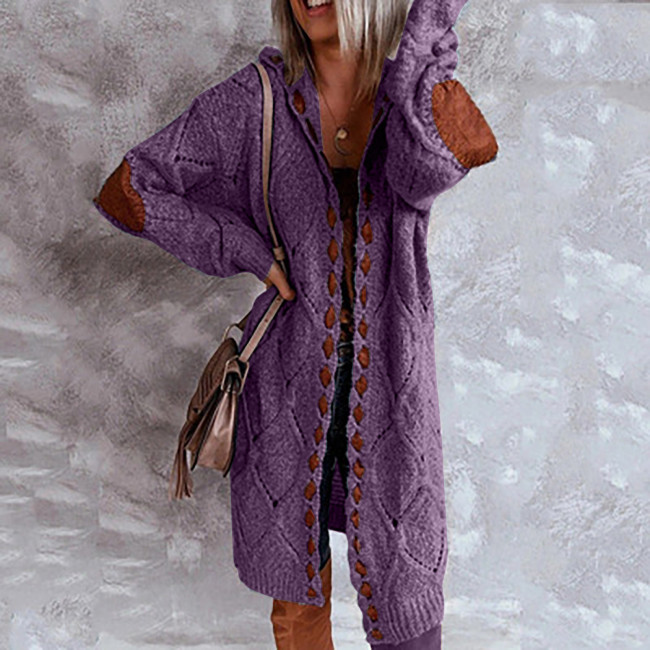 Loose Fit Comfy Warm Open Front Long Sleeve Lightweight Hooded Midi Length Duster Cardigan