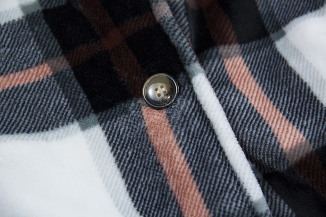Women's Cardigan Long Sleeve V-Neck Long Lapel Warm Fleece Plaid Jacket