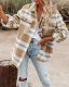 Women's Plaid Coat Lapel Long Sleeve Oversize Plus Size Plaid Jacket Coat