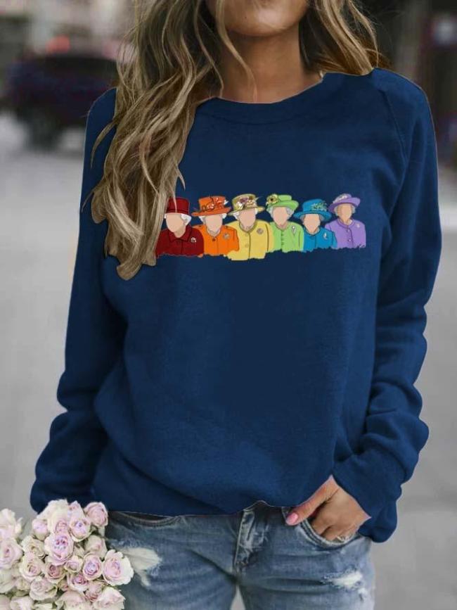 Women's Queen Of England Graphic Print Sweatshirt Fall Outfit Sweatshirt
