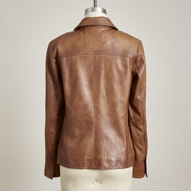 Women's Jacket PU Leather Motorcycle Style Jacket Long Sleeve Pocket Jacket