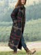 Women Oversize Black Aztec Geometric Statement all-over Aztec Print Trench Long Trible Print Cardigan  Lapel Coat For Fall Winter