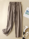 Women's Linen Pant Wide Leg Pants Loose High Waist Straight Pants Drawstring Casual Cotton Linen  Pants