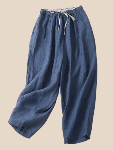 Women's Linen Pant Wide Leg Pants Loose Straight Pants Drawstring Casual Cotton Linen  Pants