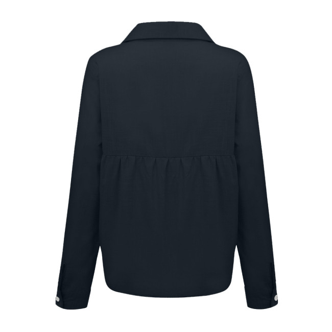 Women's Cotton Linen Shirt Lapel Solid Color Long Sleeve Ladies Linen Blouse Top